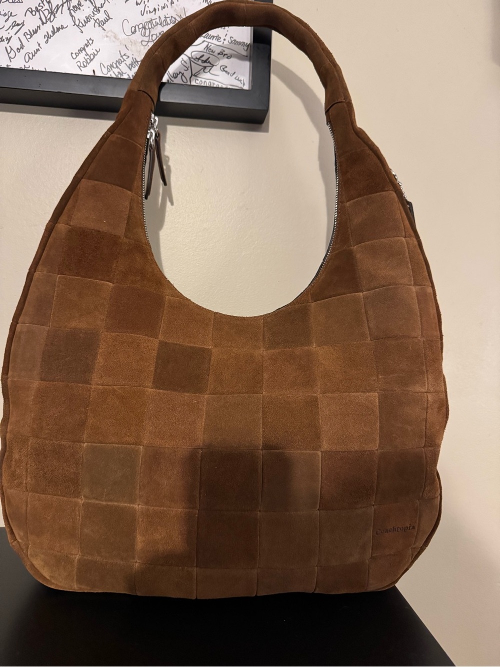 Coach Coachtopia Brown Suede Patchwork Hobo Bag